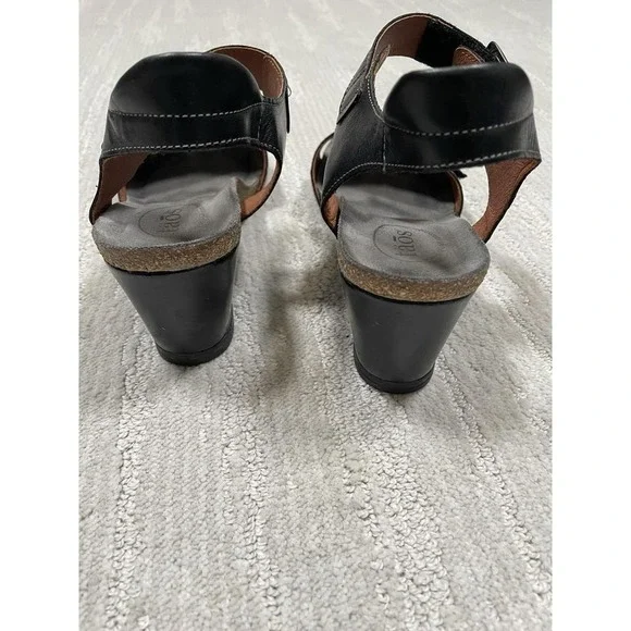 Taos Buckle Up black leather & cork ankle strap wedge sandals size US 8-8.5 (39) - Picture 8 of 8